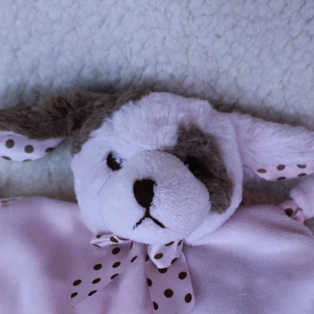 LOVEY PUPPY Dog Bearington Pink Plush‎ SECURITY BLANKET 6.5